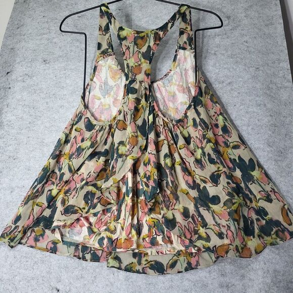 KIMCHI BLUE WOMENS SMALL MULTICOLOR FLORAL FLOWY RAZOR  PEEK-A-BOO BACK BLOUSE - Picture 4 of 6